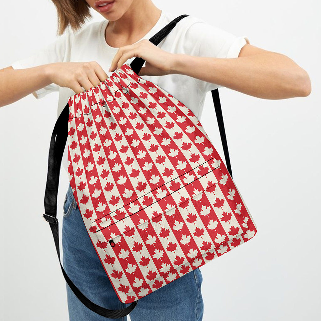 Canadian Maple Leaf Pattern Print Drawstring Backpack