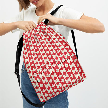 Canadian Maple Leaf Pattern Print Drawstring Backpack