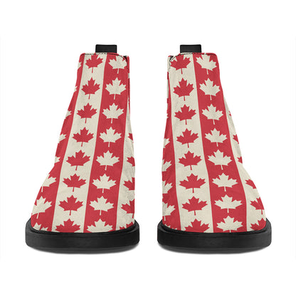 Canadian Maple Leaf Pattern Print Flat Ankle Boots