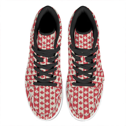 Canadian Maple Leaf Pattern Print High Top Leather Sneakers