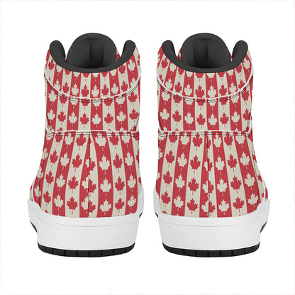 Canadian Maple Leaf Pattern Print High Top Leather Sneakers