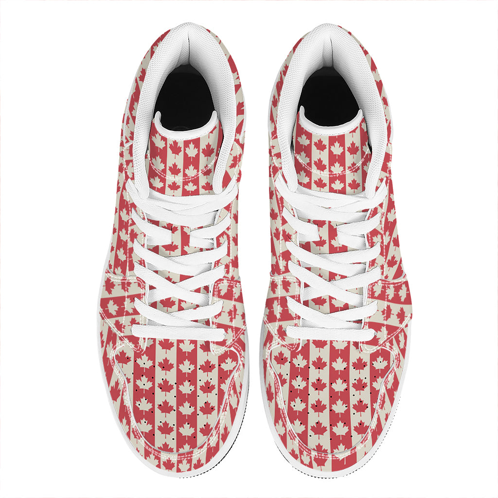 Canadian Maple Leaf Pattern Print High Top Leather Sneakers