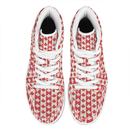 Canadian Maple Leaf Pattern Print High Top Leather Sneakers