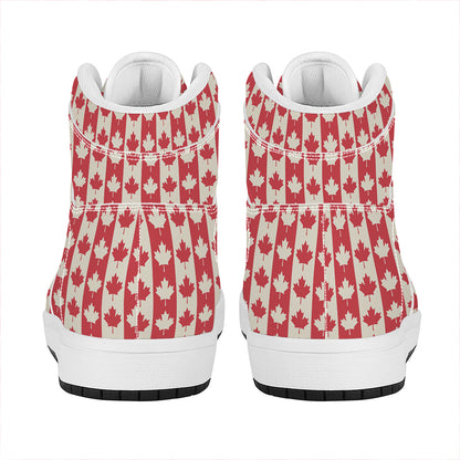 Canadian Maple Leaf Pattern Print High Top Leather Sneakers