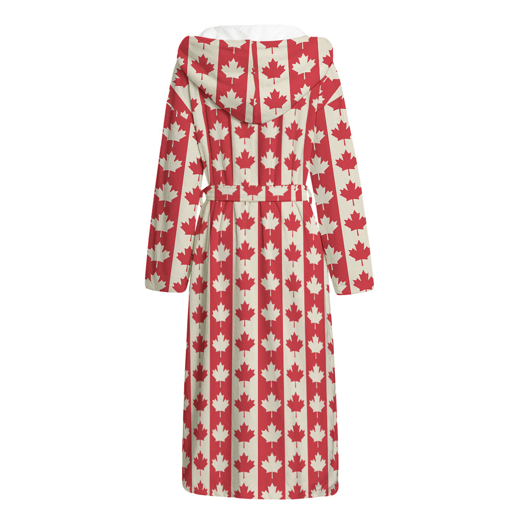 Canadian Maple Leaf Pattern Print Hooded Bathrobe