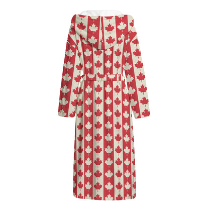 Canadian Maple Leaf Pattern Print Hooded Bathrobe