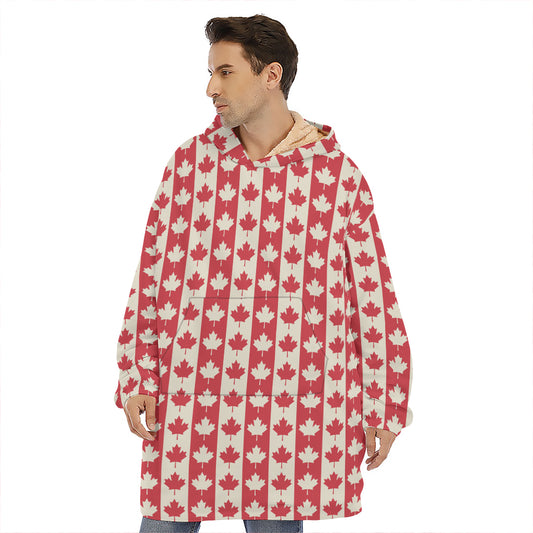 Canadian Maple Leaf Pattern Print Hoodie Blanket