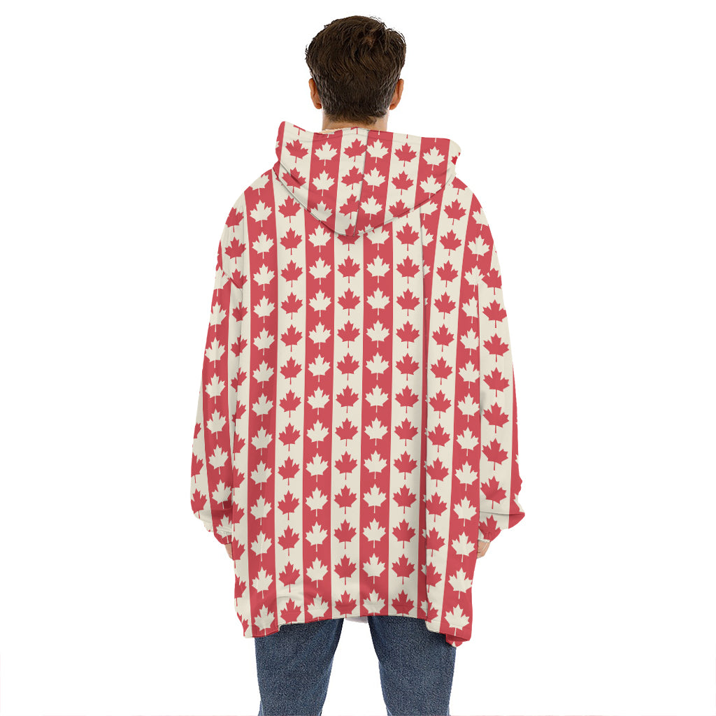 Canadian Maple Leaf Pattern Print Hoodie Blanket