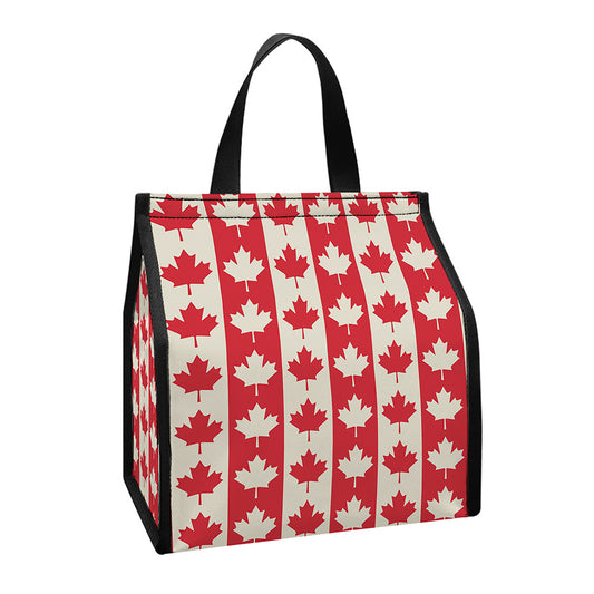 Canadian Maple Leaf Pattern Print Insulated Lunch Tote