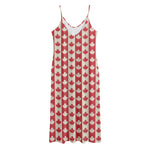 Canadian Maple Leaf Pattern Print Jersey Midi Cami Dress