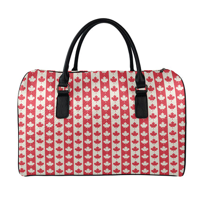 Canadian Maple Leaf Pattern Print Leather Duffle Bag