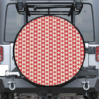 Canadian Maple Leaf Pattern Print Leather Spare Tire Cover
