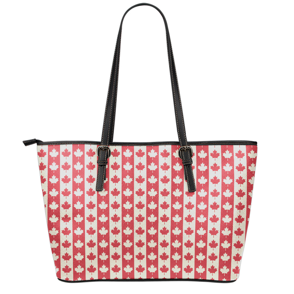 Canadian Maple Leaf Pattern Print Leather Tote Bag