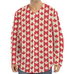 Canadian Maple Leaf Pattern Print Long Sleeve Baseball Jersey
