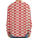 Canadian Maple Leaf Pattern Print Long Sleeve Baseball Jersey