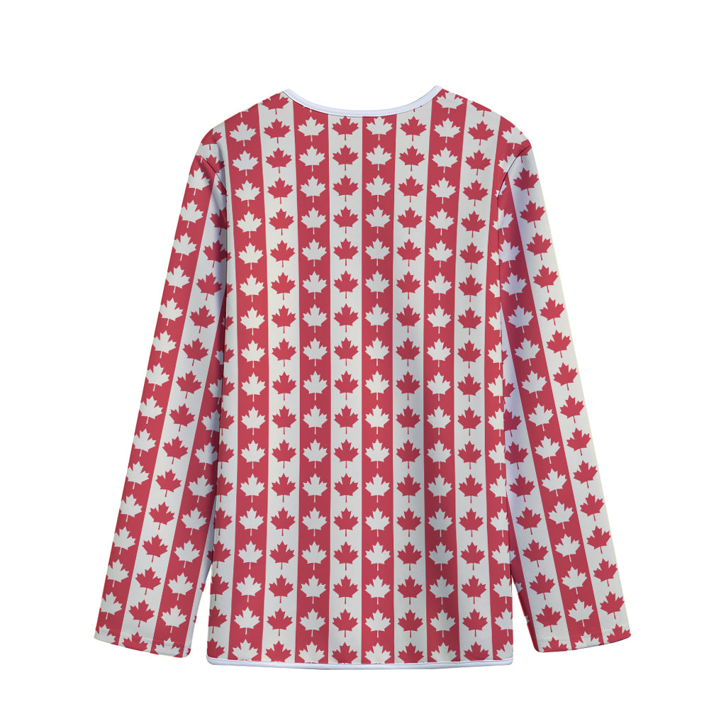 Canadian Maple Leaf Pattern Print Long Sleeve Short Coat