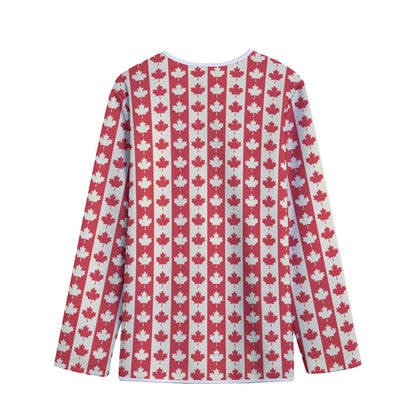 Canadian Maple Leaf Pattern Print Long Sleeve Short Coat