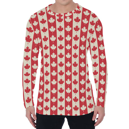Canadian Maple Leaf Pattern Print Men's Long Sleeve T-Shirt