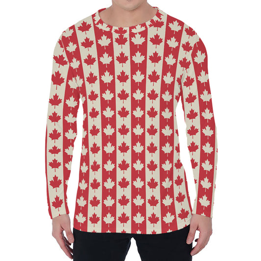 Canadian Maple Leaf Pattern Print Men's Long Sleeve T-Shirt