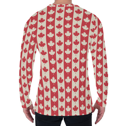 Canadian Maple Leaf Pattern Print Men's Long Sleeve T-Shirt