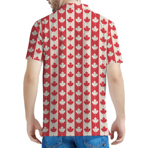 Canadian Maple Leaf Pattern Print Men's Polo Shirt