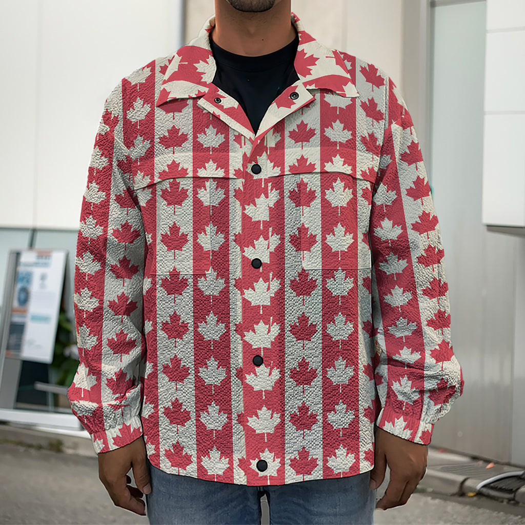 Canadian Maple Leaf Pattern Print Men's Shirt Jacket