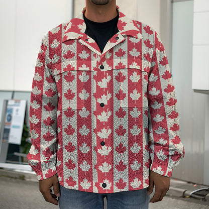 Canadian Maple Leaf Pattern Print Men's Shirt Jacket
