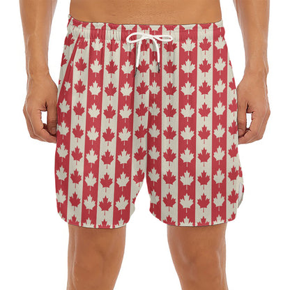 Canadian Maple Leaf Pattern Print Men's Split Running Shorts