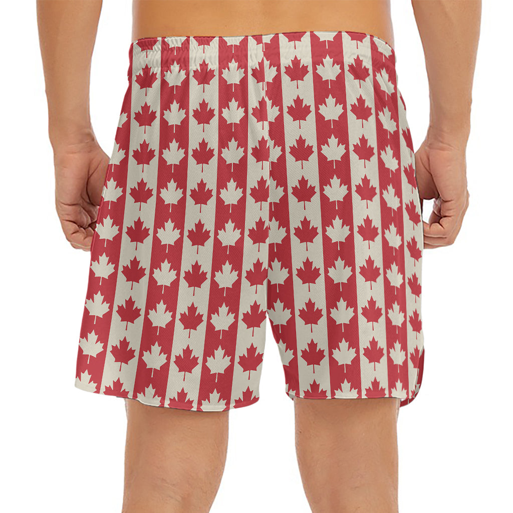 Canadian Maple Leaf Pattern Print Men's Split Running Shorts