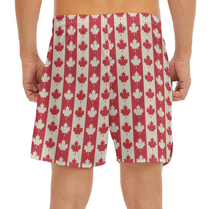 Canadian Maple Leaf Pattern Print Men's Split Running Shorts