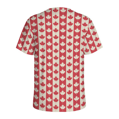 Canadian Maple Leaf Pattern Print Men's Sports T-Shirt