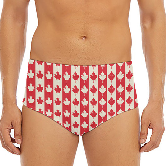 Canadian Maple Leaf Pattern Print Men's Triangle Swim Briefs