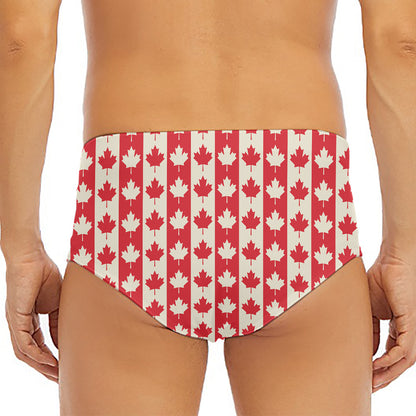 Canadian Maple Leaf Pattern Print Men's Triangle Swim Briefs
