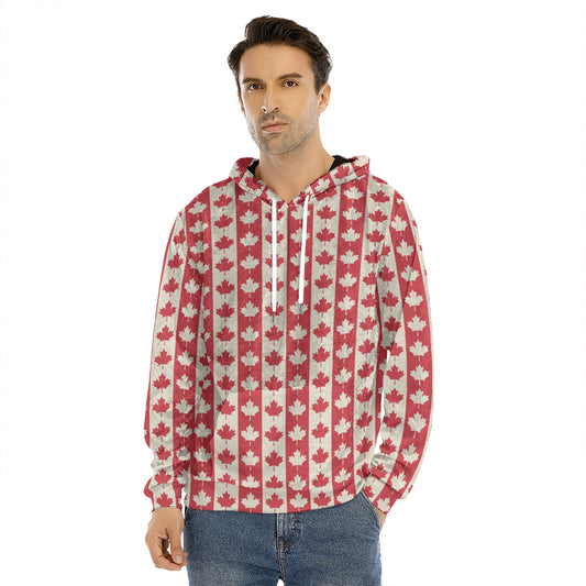Canadian Maple Leaf Pattern Print Men's Velvet Pullover Hoodie