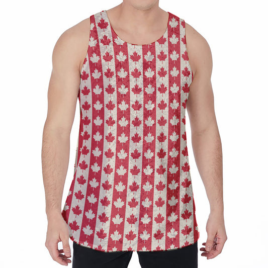 Canadian Maple Leaf Pattern Print Men's Velvet Tank Top