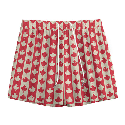 Canadian Maple Leaf Pattern Print Mesh Shorts