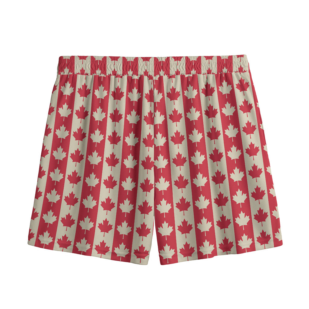 Canadian Maple Leaf Pattern Print Mesh Shorts
