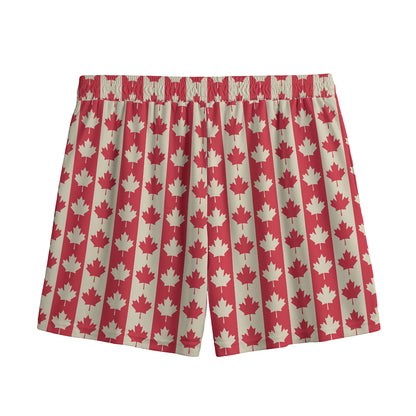 Canadian Maple Leaf Pattern Print Mesh Shorts