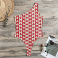 Canadian Maple Leaf Pattern Print One Shoulder Bodysuit