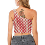 Canadian Maple Leaf Pattern Print One Shoulder Crop Top