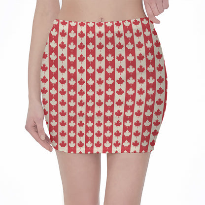 Canadian Maple Leaf Pattern Print Pencil Mini Skirt
