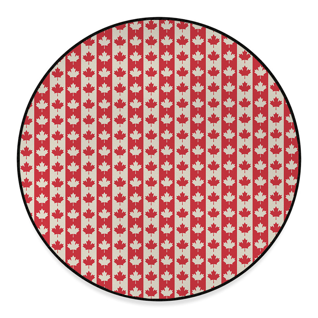 Canadian Maple Leaf Pattern Print Round Floor Mat