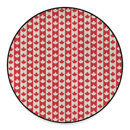Canadian Maple Leaf Pattern Print Round Floor Mat