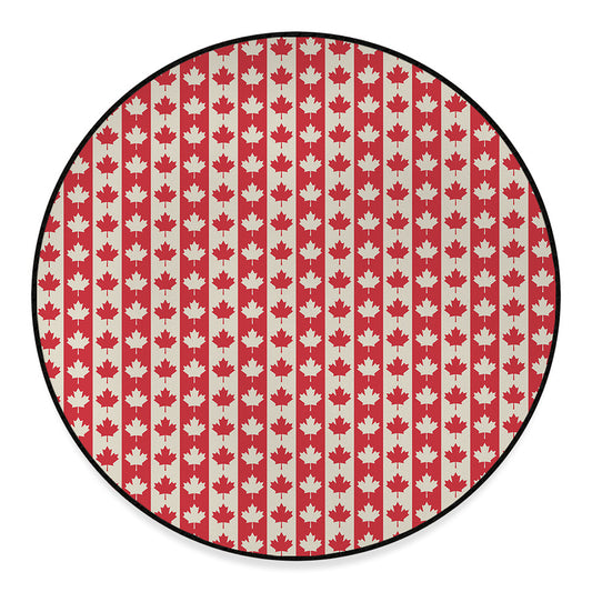 Canadian Maple Leaf Pattern Print Round Floor Mat