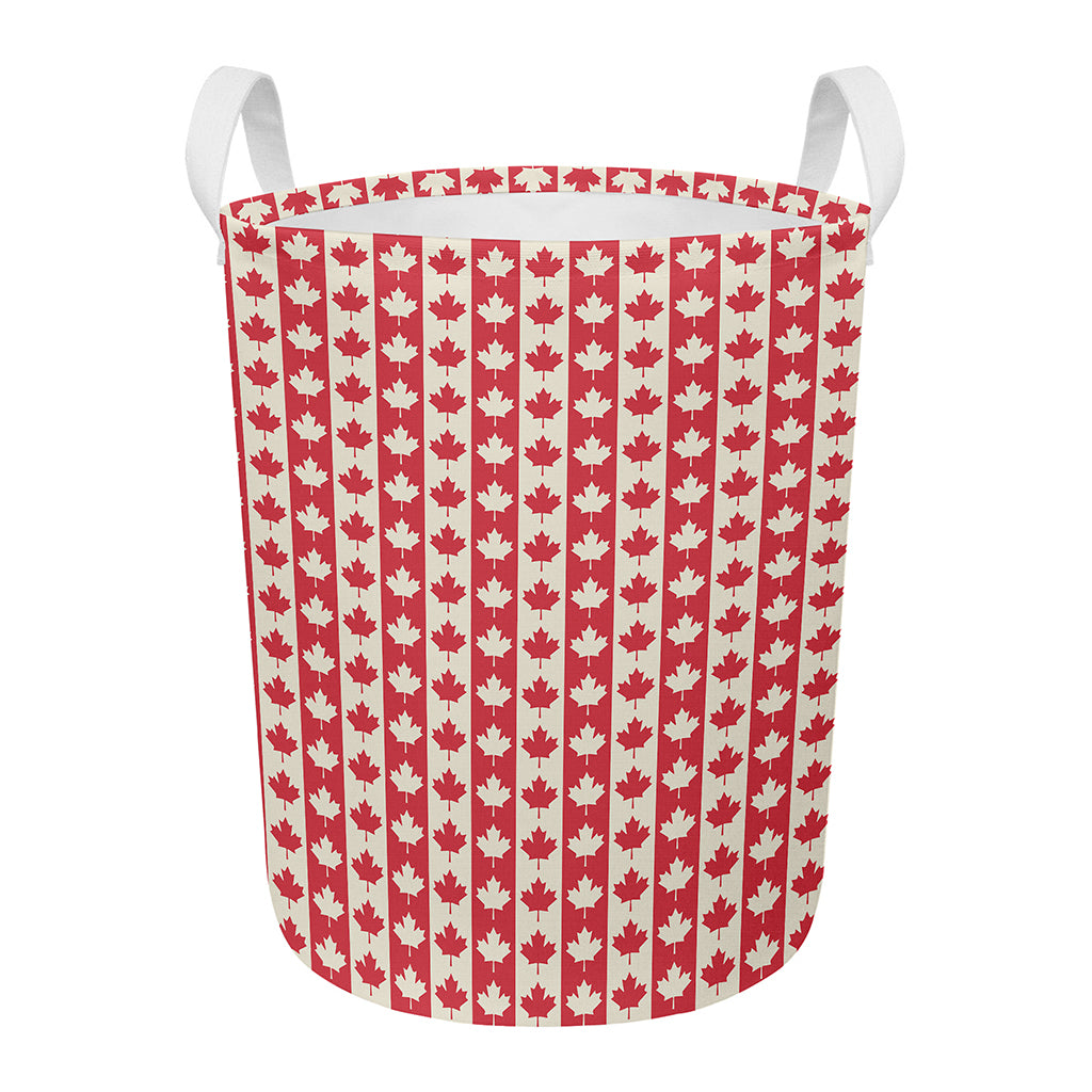 Canadian Maple Leaf Pattern Print Round Laundry Basket