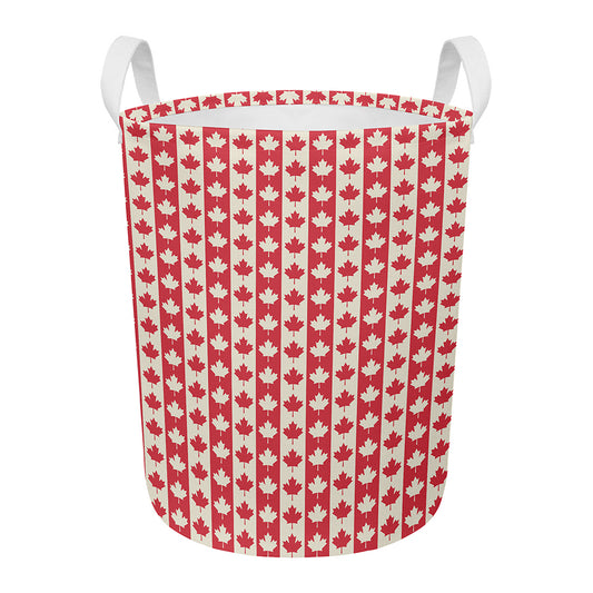 Canadian Maple Leaf Pattern Print Round Laundry Basket