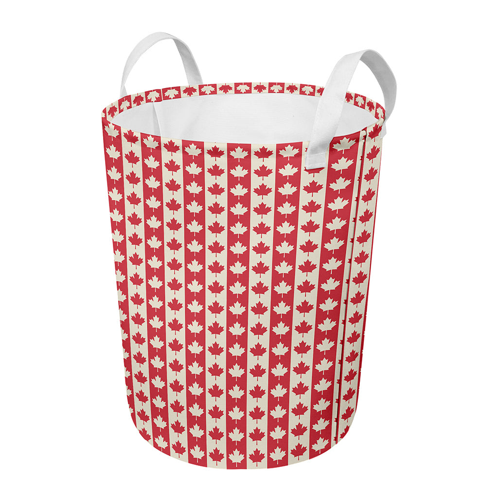 Canadian Maple Leaf Pattern Print Round Laundry Basket