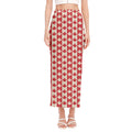 Canadian Maple Leaf Pattern Print Side Slit Maxi Skirt
