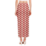 Canadian Maple Leaf Pattern Print Side Slit Maxi Skirt
