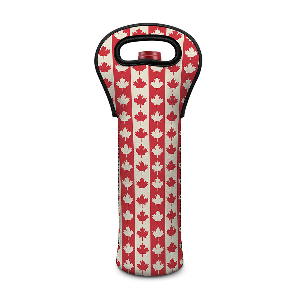 Canadian Maple Leaf Pattern Print Single Neoprene Wine Tote